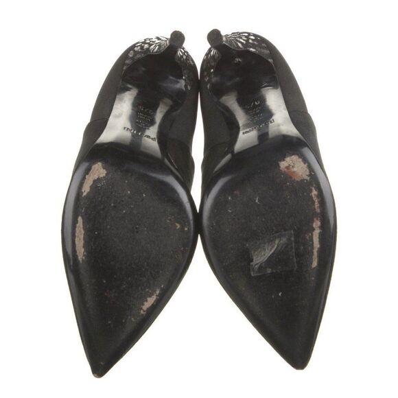 Pollini womens black silver Genuine Suede high heel bootie boots ankle 7.5 - Picture 5 of 8